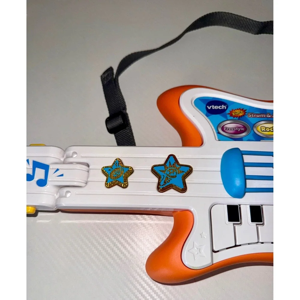VTech Strum & Jam KidiBand 3-in-1 Guitar Piano Drums Orange White Blue WORKS